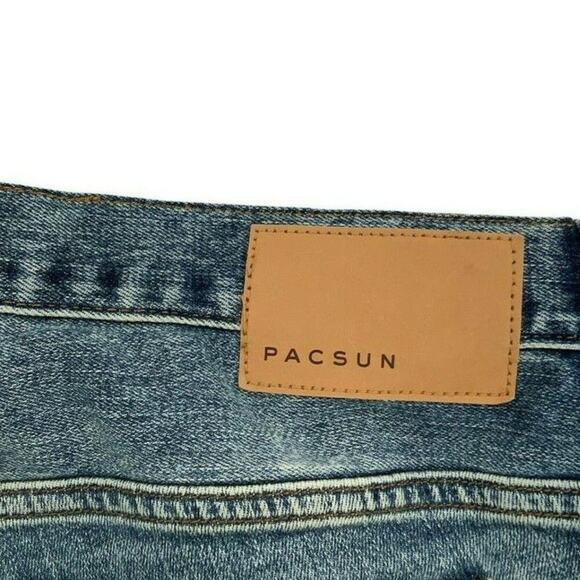 PACSUN Jeans Men Size 30X30 Stacked Skinny Distressed Bleach Print Pockets Denim - Picture 10 of 12